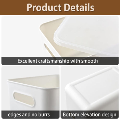 8pcs Plastic Storage Baskets With 4 Lids, Stackable Plastic Storage Boxes