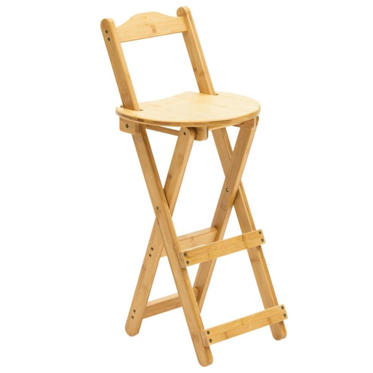 Gelory Foldable Bar Stool Bamboo Counter Height Chairs No Assembly, Natural