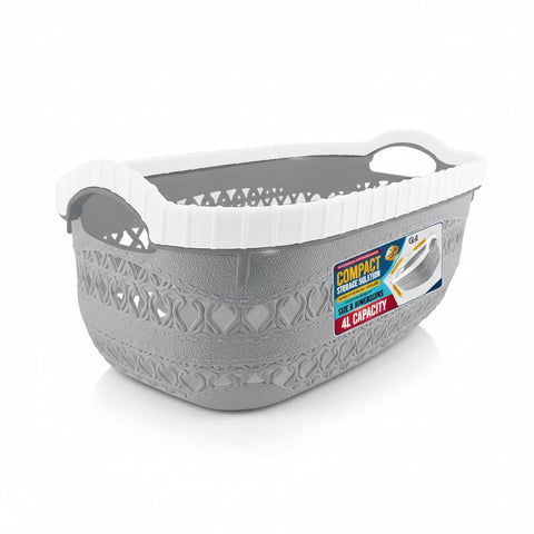 G4GADGET Plastic Handy Storage Basket with Handle – Durable Small Plastic Basket for Kitchen, Bathroom, Shelves – Lightweight