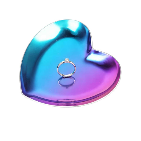 HERCHR Jewelry Organizer Vanity Tray,Heart Shaped Jewellery Tray,Stainless Steel Jewelry Storage, Small Trinket Pallet,Key Candle Plates for Ring