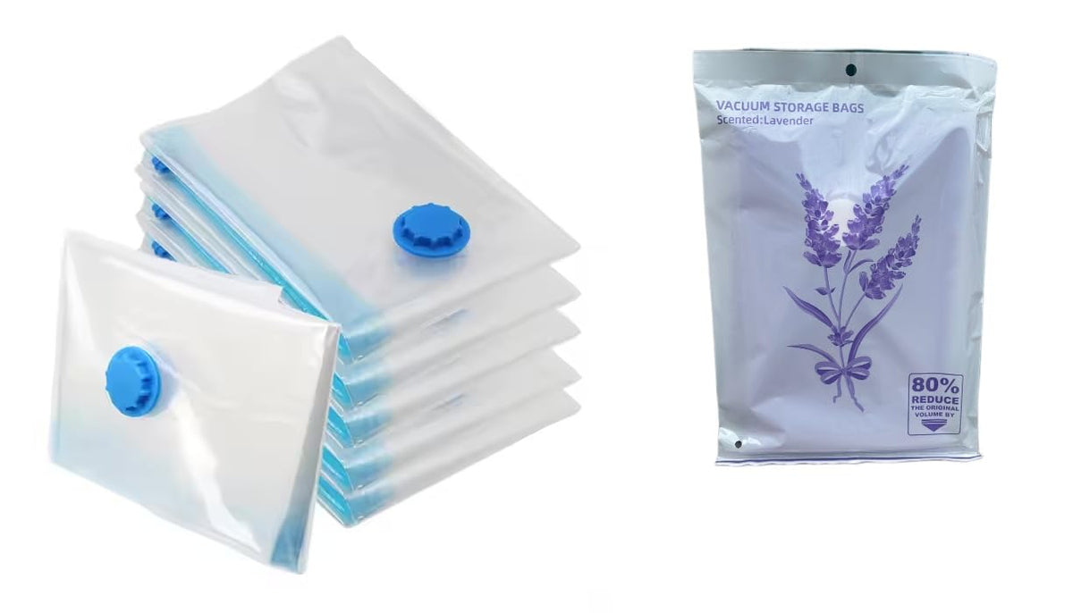 K-TREE Vacuum Bags - Lavender Scent, 8 Bags 50x70cm, Reusable, Durable, Dust & Moisture Resistant