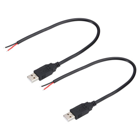 VOANZO 1 M USB 2 Pin Bare Male to Bare Wire Cable 2 Pin Male Connector for Custom Wiring, DIY Electronics Power Supply and Sensor Applications
