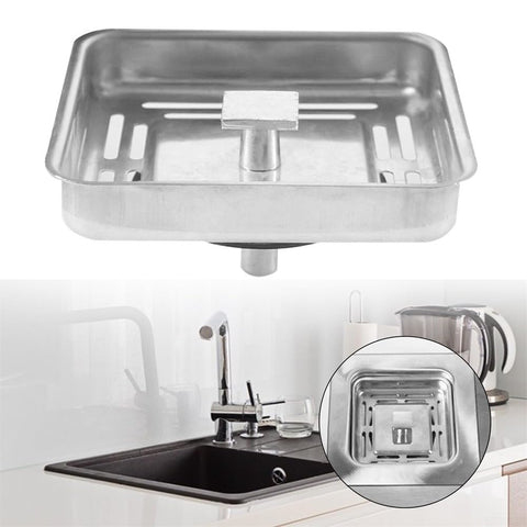 SPORTARC Square Kitchen Sink Strainer, Stainless Steel Kitchen Sink Strainer Drainer, Sink Anti-Blocking Mesh Stopper Basket Strainer Waste Plug