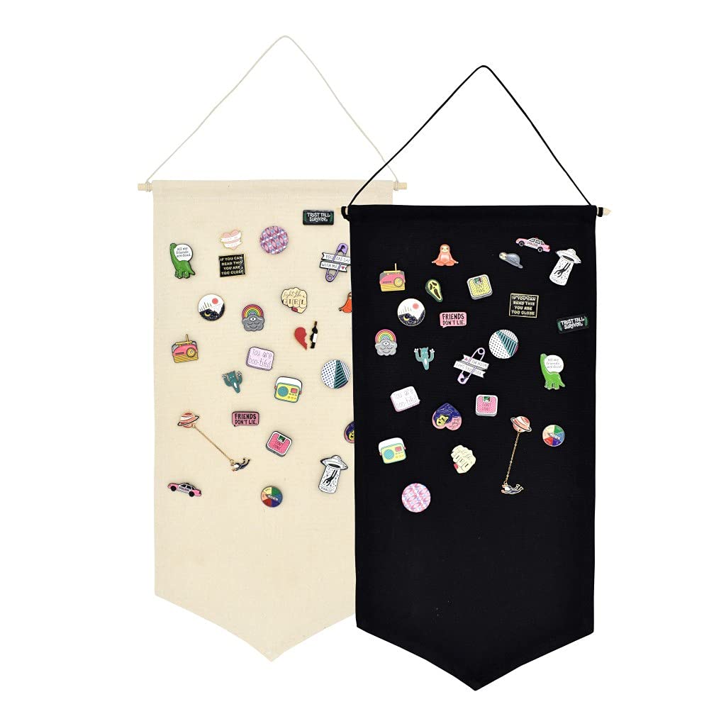 Winmany Wall Hanging Brooch Jewelry Storage Case Canvas Display Stand Enamel Pin Display Banner Holder Earrings Necklace Glitter Pin Collection