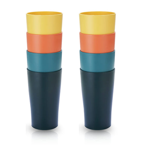 Kyraton Plastic Cups Reusable 8 Pieces, Unbreakable Water Drinking Cup, Tumblers for Indoor Outdoor Travel Poolside Bathroom Adult Light Weight Easy