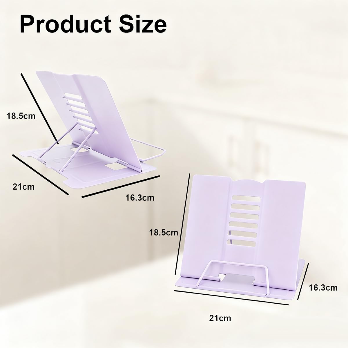 Garegce Metal Book Stand Folding, Book Holder, Cookbook Stands 6-Position Adjustable Height for Reading Rack, Tablet, Mobile Phone