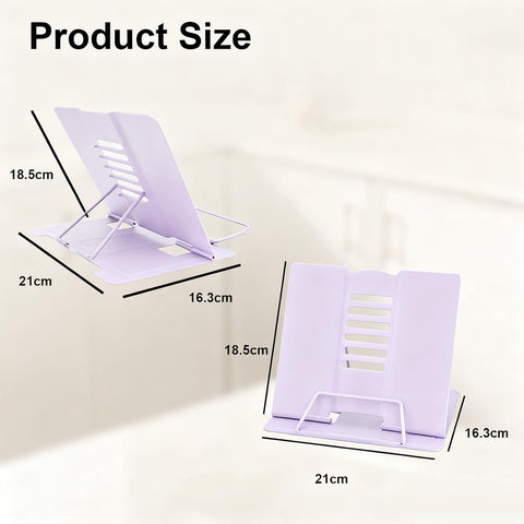 Garegce Metal Book Stand Folding, Book Holder, Cookbook Stands 6-Position Adjustable Height for Reading Rack, Tablet, Mobile Phone
