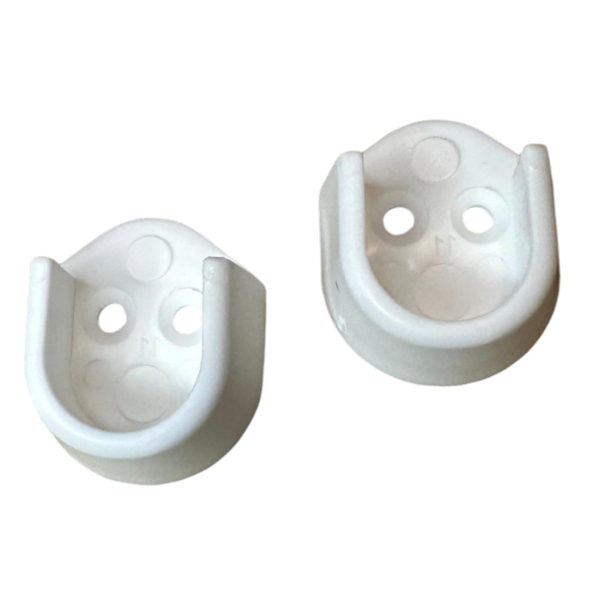 Pack of 2 White Rail End Supports for 15mm x 30mm Oval Wardrobe Rails