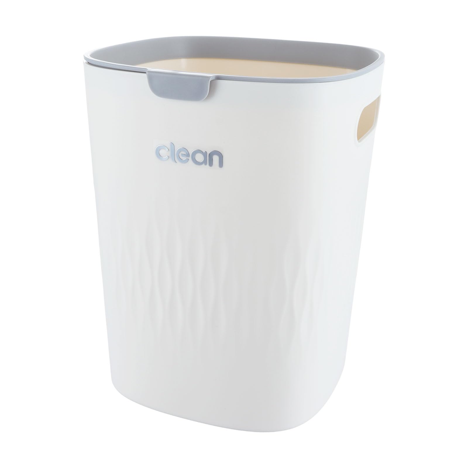 ASelected Trash Bin 10 L Kitchen Trash Can Pressure Rings Design Cream White Square Trash Can For Kitchen,Bathroom Office Living