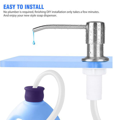 Kitchen Soap Dispenser Set, Stainless Steel Countertop Sink Soap Dispenser Water Pump with 39” Extension Tube Kit for Kitchen Bathroom(Silver)