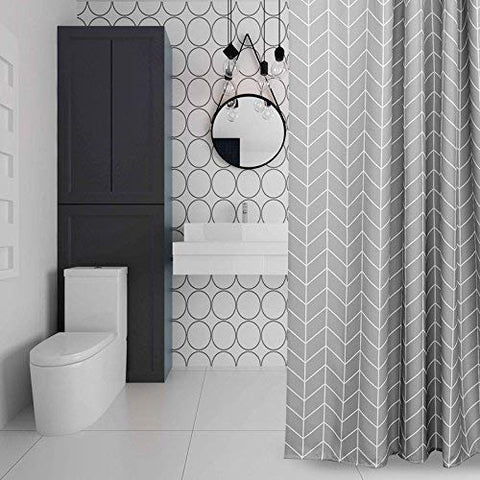 EurCross Extra Wide/Long Grey Shower Curtains 200 X 200cm,Geometric Pattern