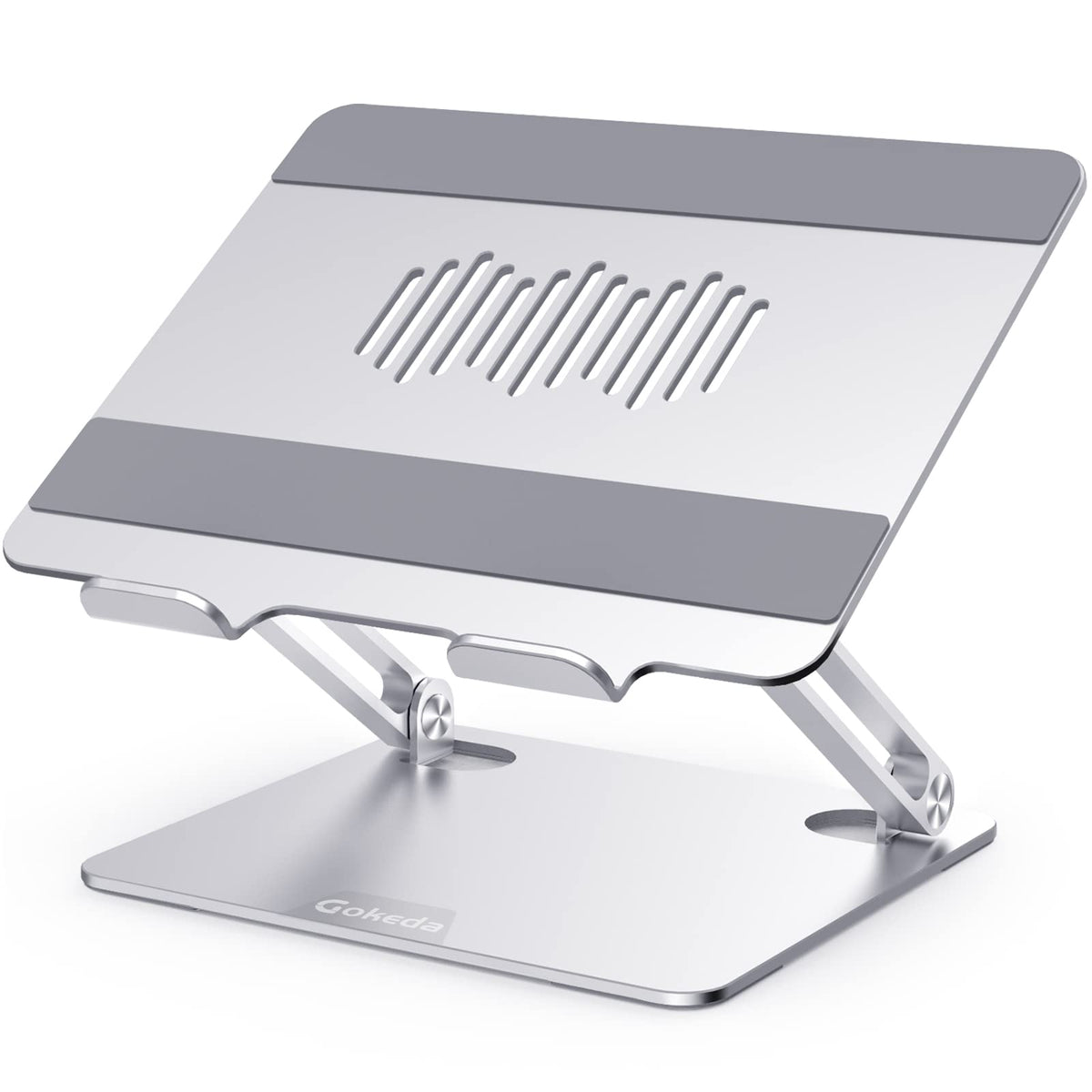 GOKEDA Laptop Stand, Ergonomic Aluminium Alloy Computer Stand for desk, Multi-Angle Adjustable Laptop Riser with Heat-Vent Compatible for Macbook