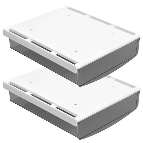 Minjuna 2Pcs Under Desk Drawers, 21x18x5.4 cm Self-Adhesive Under Desk Storage Box, Under Table Hidden Organizer