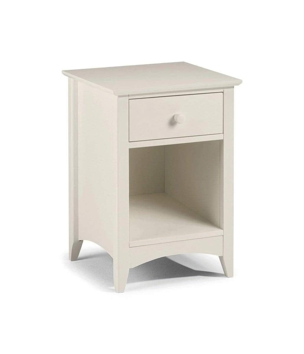Julian Bowen Cameo Bedside Table, 1 Drawer, White - H63 x W43 x D43cm