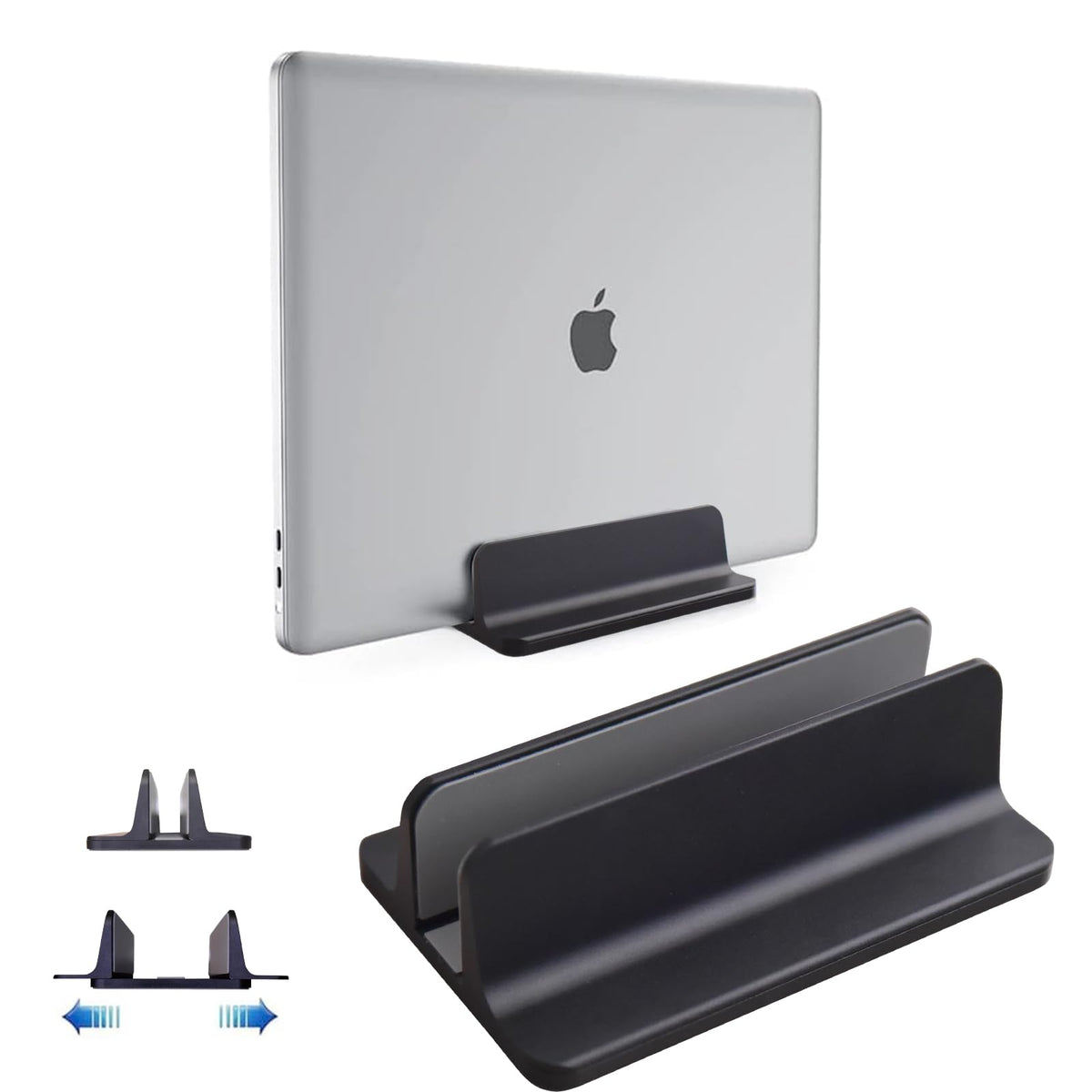 Willdone Vertical Laptop Stand, Aluminium Adjustable Notebook Stand, Space Saving Holder for MacBook Pro/Air, iPad, Samsung, Huawei, Surface, Dell