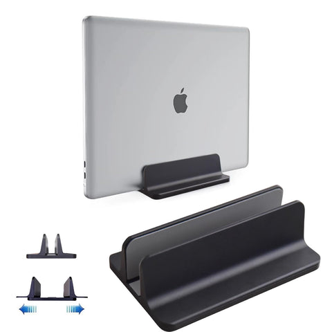 Willdone Vertical Laptop Stand, Aluminium Adjustable Notebook Stand, Space Saving Holder for MacBook Pro/Air, iPad, Samsung, Huawei, Surface, Dell
