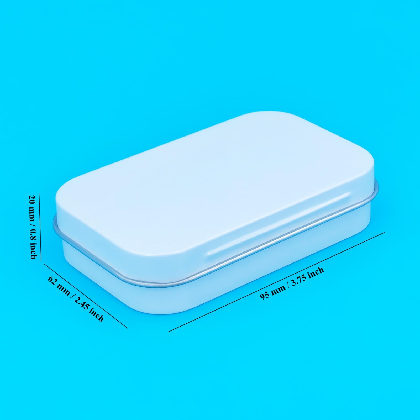 Goodma Rectangular Metal Hinged Tins, White, 20 Pieces