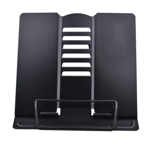 MEAOR Metal Book Stand Folding Reading Stand Anti-Slip Adjustable Desktop Bookend Cookbook Rest Book Holder (Black)