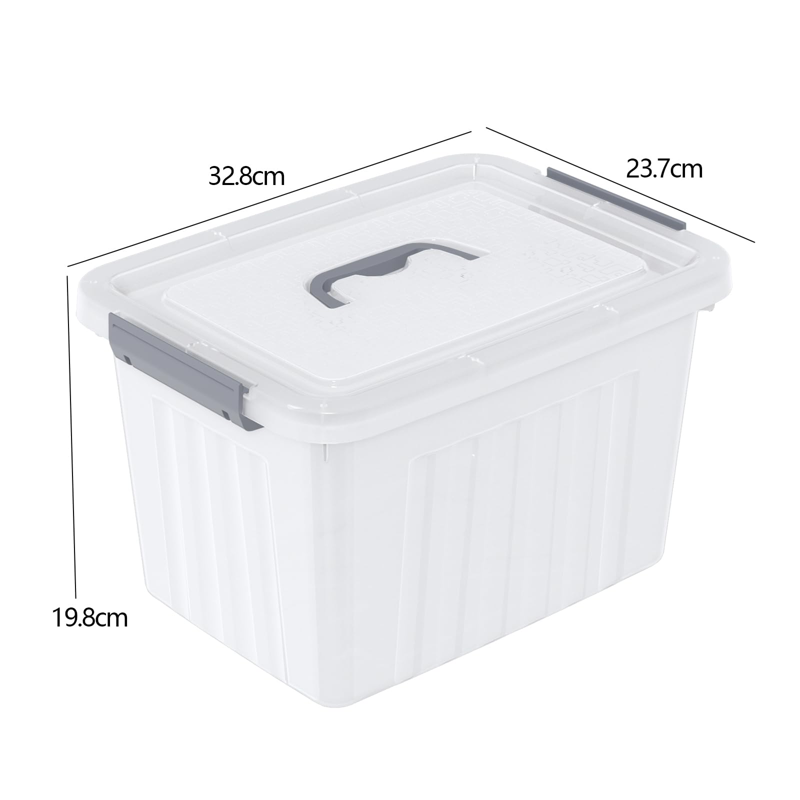 Udotry 12 Litre Clear Plastic Storage Box with Lids & Handle, 6-Pack, Grey