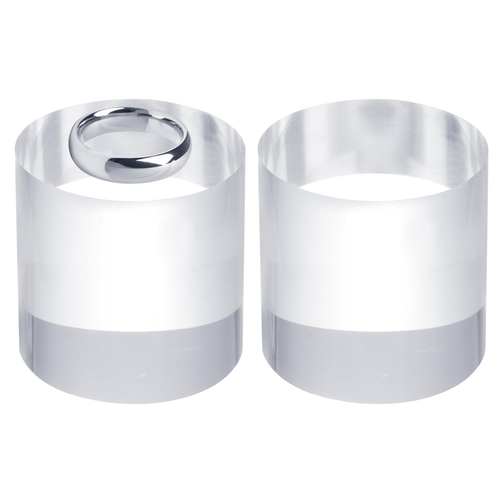sourcing map 2pcs Acrylic Cylinder Display Blocks, 60 x 60 mm/2.4" x 2.4" Clear Jewelry Display Base Polished Cube Riser Stand Display Holder Base