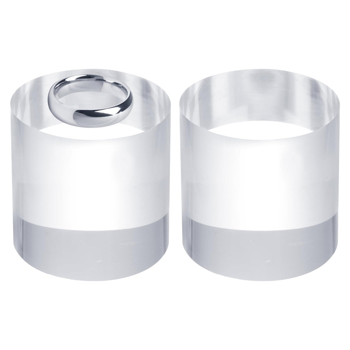 sourcing map 2pcs Acrylic Cylinder Display Blocks, 60 x 60 mm/2.4" x 2.4" Clear Jewelry Display Base Polished Cube Riser Stand Display Holder Base