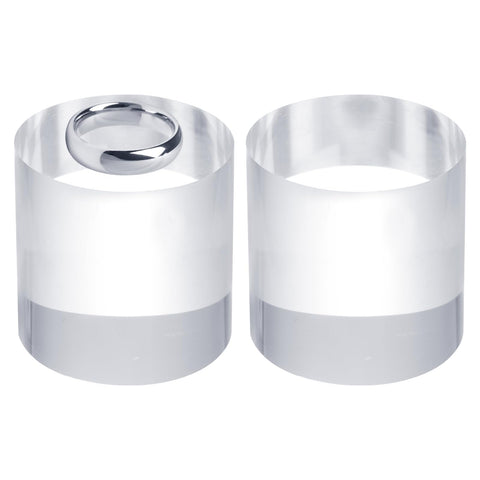 sourcing map 2pcs Acrylic Cylinder Display Blocks, 60 x 60 mm/2.4" x 2.4" Clear Jewelry Display Base Polished Cube Riser Stand Display Holder Base