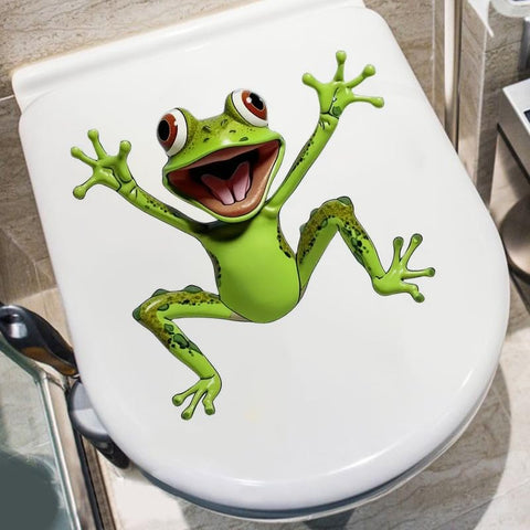 Frog Butterfly Flower Toilet Cover Sticker Decals,Fish Bird Flower Leaf Waterproof Toilet Lid Tank Seat Decals Cistern Self-Adhesive Bathroom Wall