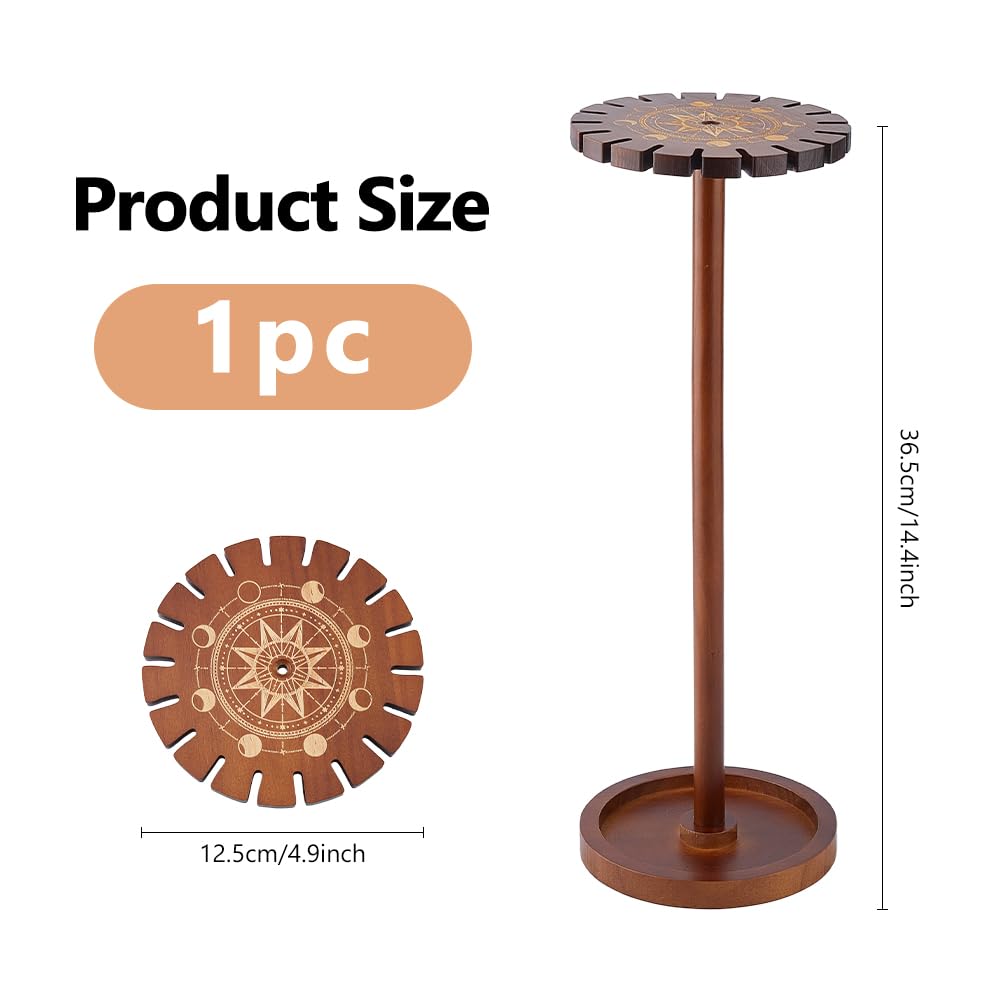 DICOSMETIC Pendulum Crystal Display Holder Moon Phase Wooden Pendulum Holder 4.92 Inch Pendulums Display Rack with 18 Slots Round Base Tall for