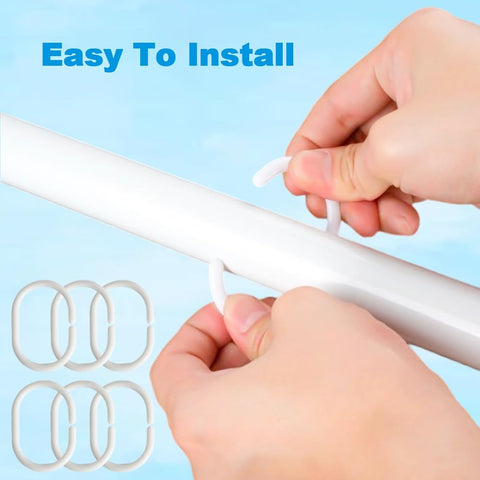 Armo® 24 x Plastic C Shaped Shower Curtain Hooks White Bathroom Rod Shower Hooks Rings 24 Pack