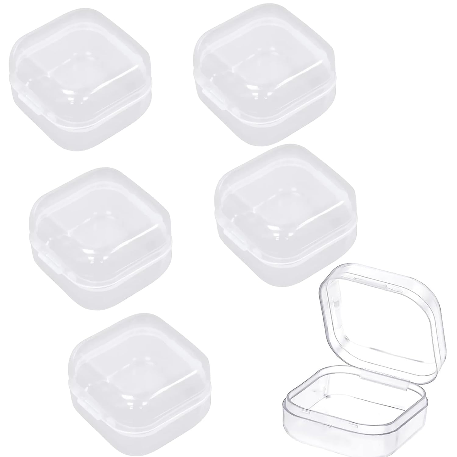 6pcs Small Square Clear Plastic Organizer Boxes Plastic Boxes with Lids