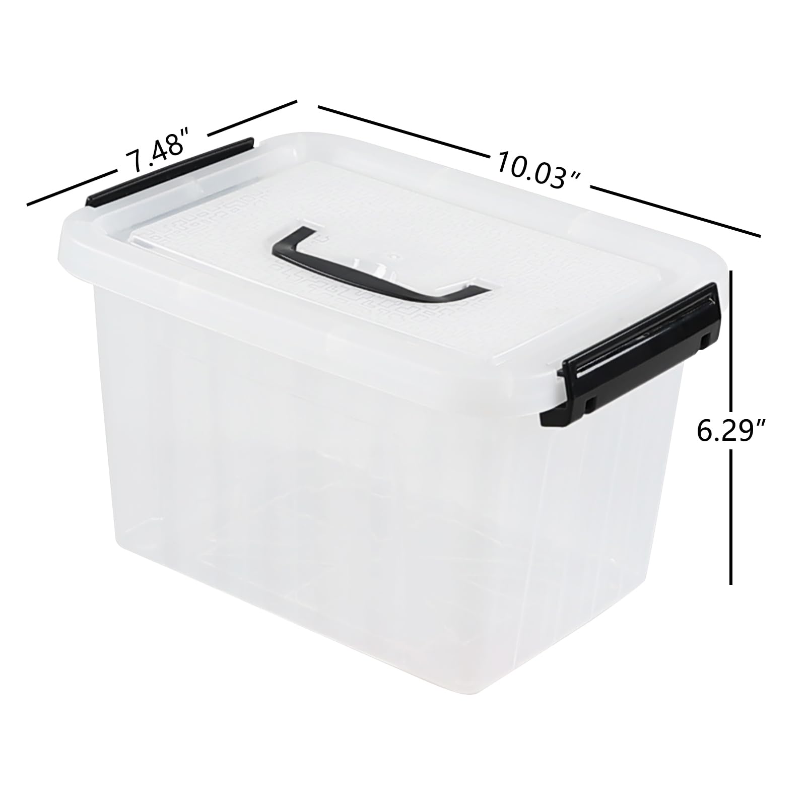 Melontray 5 L 4 Packs Clear Plastic Storage Box with Lid, Small Stackable Storage Containers
