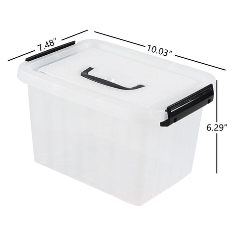 Melontray 5 L 4 Packs Clear Plastic Storage Box with Lid, Small Stackable Storage Containers