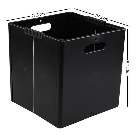 Dehouse 4 Pack Plastic Collapsible Storage Cube Boxes with Handle, Foldable Square Storage Unit Box, Black