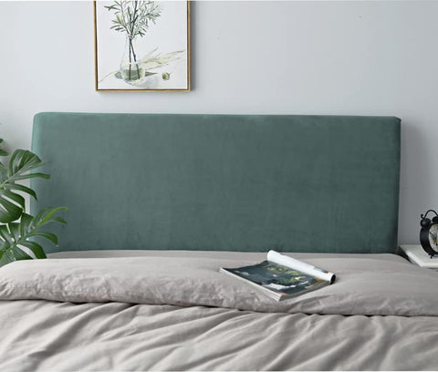 DUJUIKE Bed Slipcover, Stretch Cover, Dustproof Protector for Linen Fabric Tufted Upholstered Headboard (Cypress Green, King Headboard Length 79"-86")