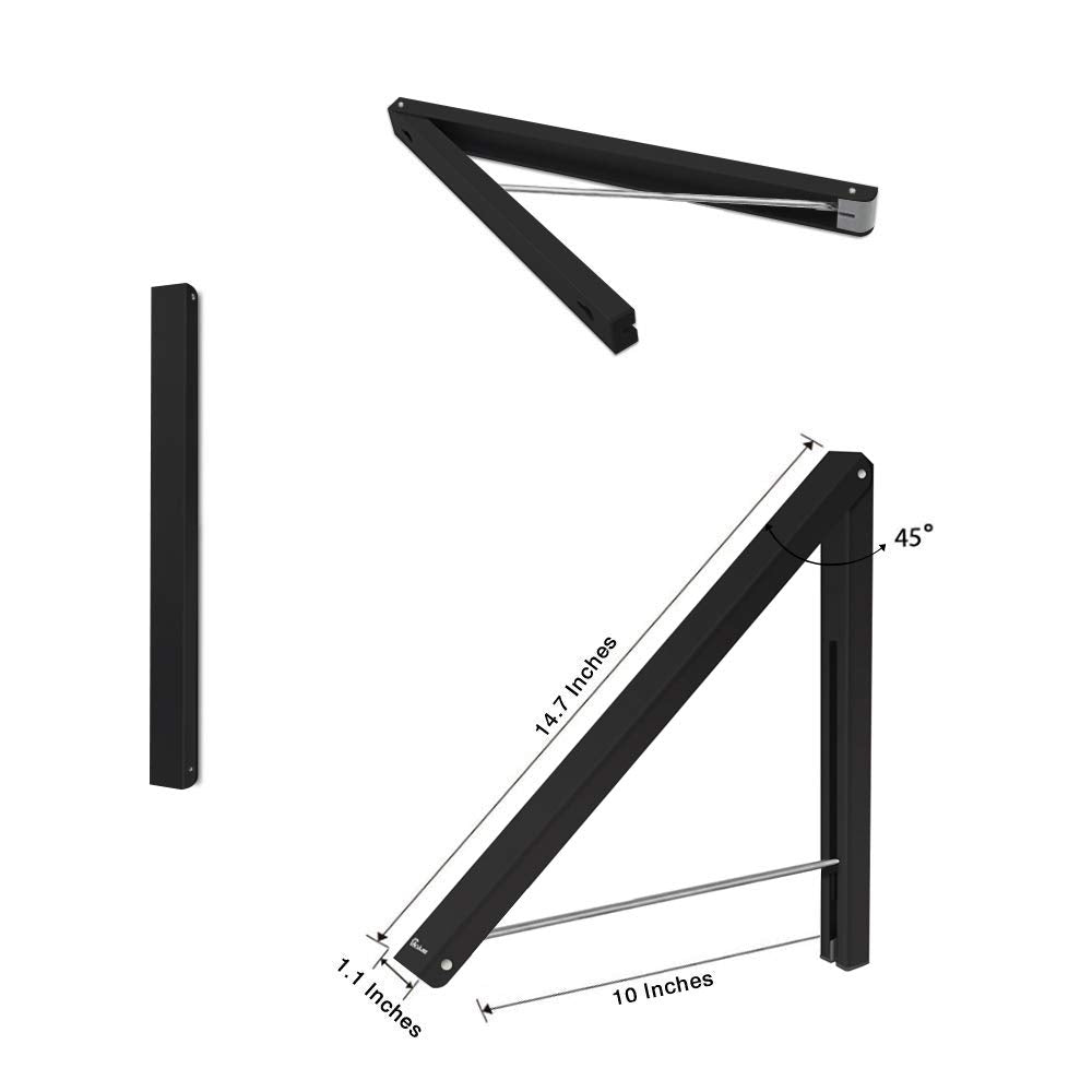 Anjuer Wall Mounted Drying Rack Clothes Hanger Folding Wall Coat Racks Aluminum Home Storage Organiser Space Savers Black