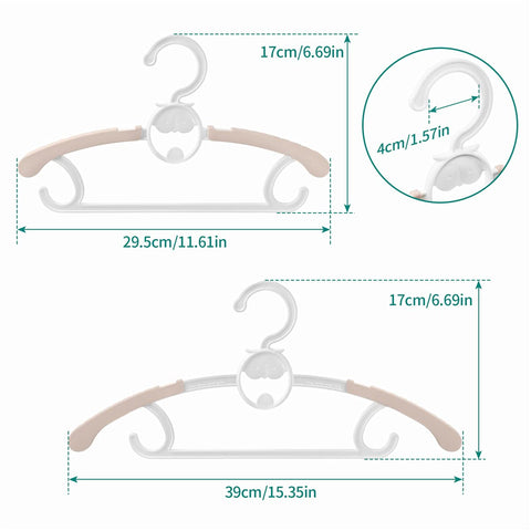 Spesh 20 Pcs Kids Coat Hangers 29.5-39cm Baby Clothes Hangers Extendable Nursery Childrens Clothes-hangers with Stackable Hooks for Babies