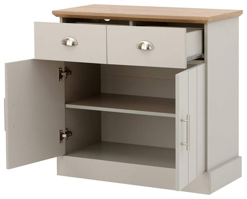 GFW Kendal Compact Sideboard Cabinet Unit With 2 Storage Drawers & Storage Cupboards Contemporary Wooden Sideboards For Living Room