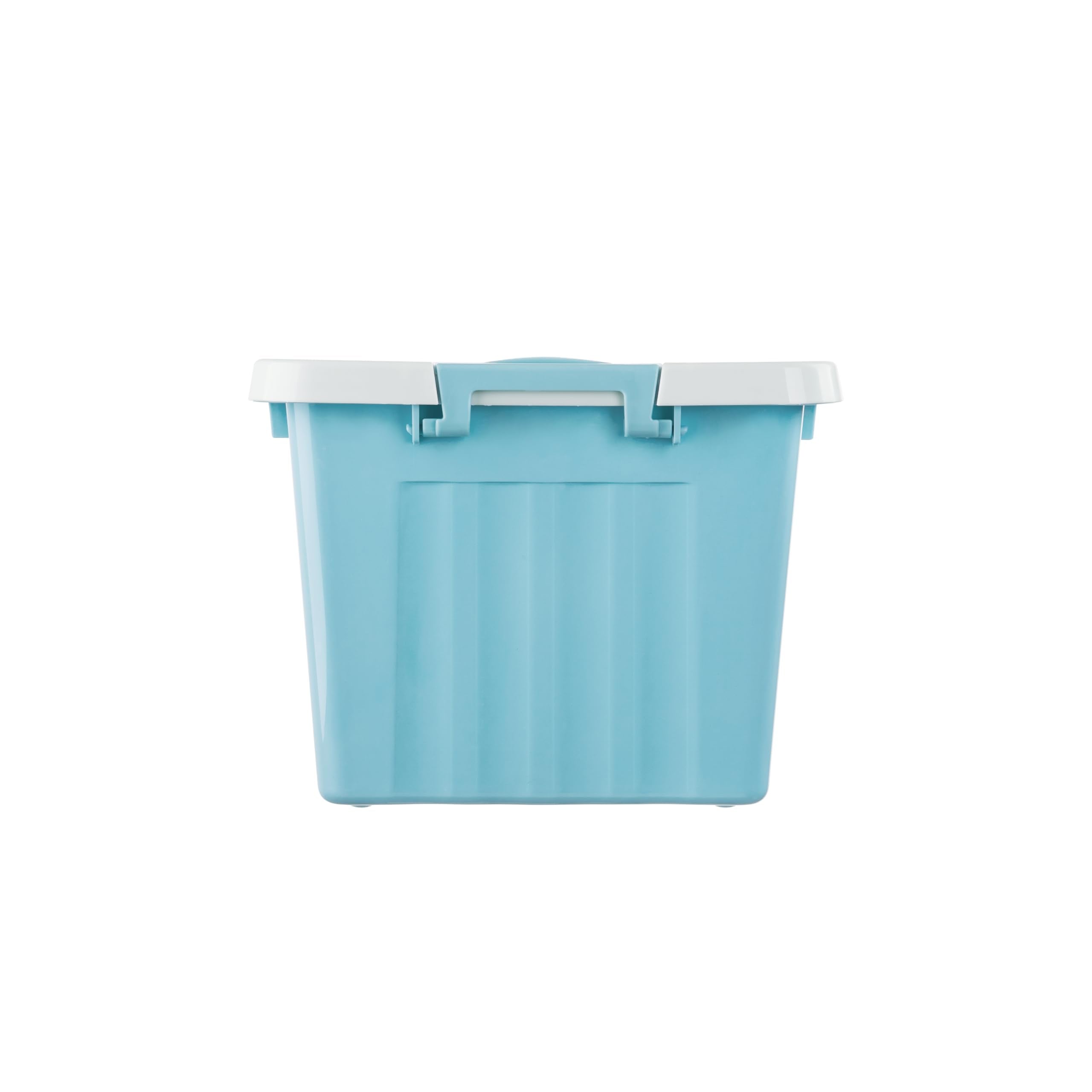Cetomo 15L*3 Storage Boxes with Lids, Plastic Storage Box with Secure Side Latches, Stackable & Nestable Organizer for Home, Office, Moving, PP, Blue