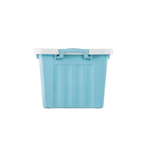 Cetomo 15L*3 Storage Boxes with Lids, Plastic Storage Box with Secure Side Latches, Stackable & Nestable Organizer for Home, Office, Moving, PP, Blue