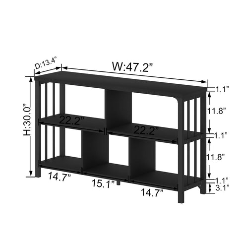 IBF 5 Cube Storage Organizer Bookshelf Low Bookcase 140cm Black Oak