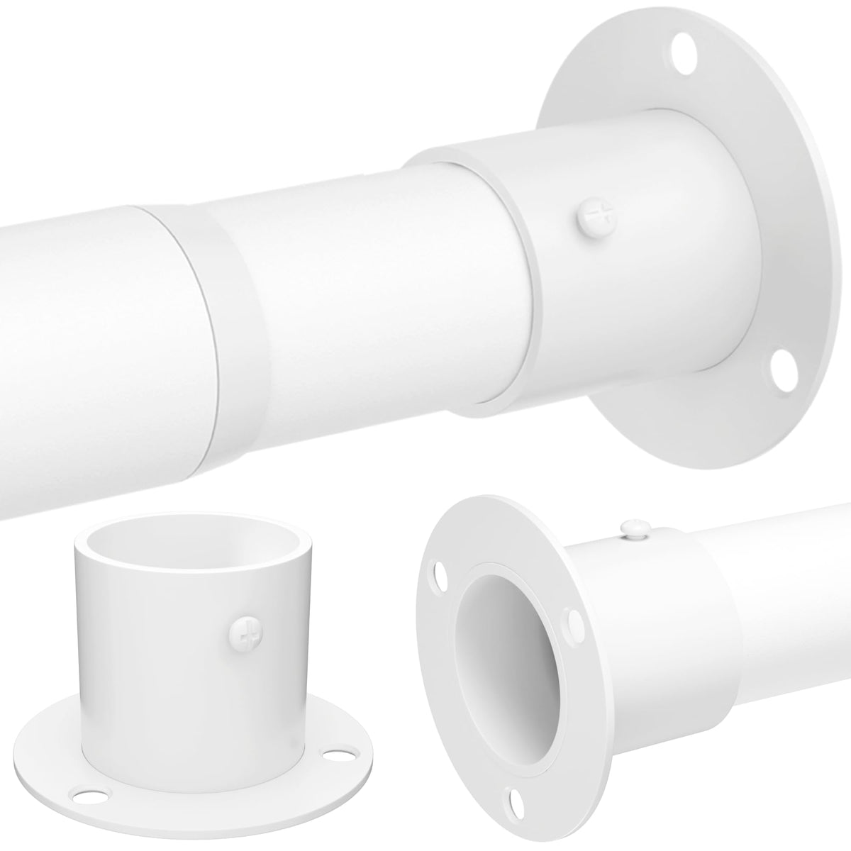 Wardrobe Rail, Heavy Duty Clothes Rod with End Sockets, Adjustable Hanging Rails for Clothes, Wardrobe and Bathroom, 85-270CM/Diameter 32MM, White