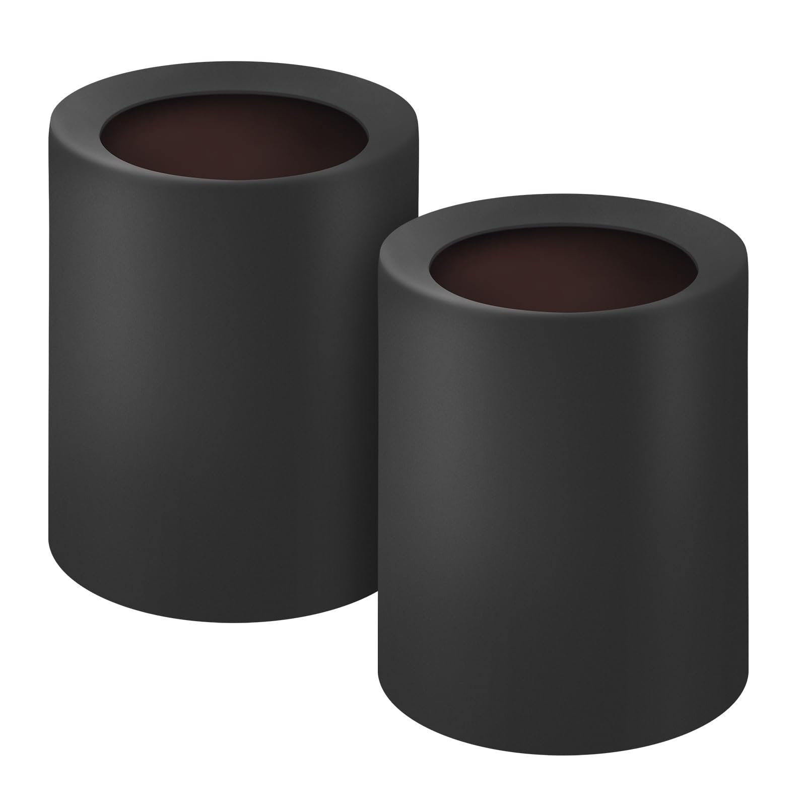 Black Bathroom Bin 12L With Inner Bucket, Hidden Bag Design, 2 Pack Modern Open Top Touchless Bathroom Can, Minimalist Plastic Bin for Bedroom
