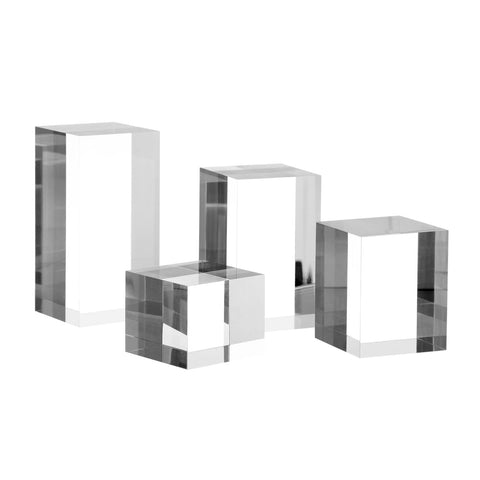 Kcgani Transparent Acrylic Display Blocks, 4pcs (Cube, Cylinder, Round) - Professional Photography Props & Small Item Display Stands