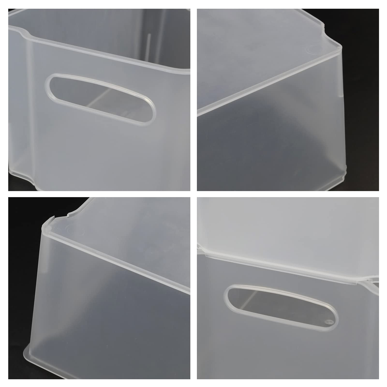 Lesbye Set of 6 Plastic Stackable Fridge Storage Baskets, Freezer Bin Organiser, Matte Transparent