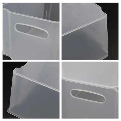 Lesbye Set of 6 Plastic Stackable Fridge Storage Baskets, Freezer Bin Organiser, Matte Transparent