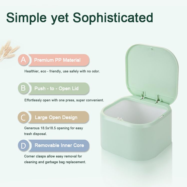 Desktop press type pop-up lid Scandinavian small rubbish bin small covered living room table mini office desk coffee table desktop rubbish bin (green)