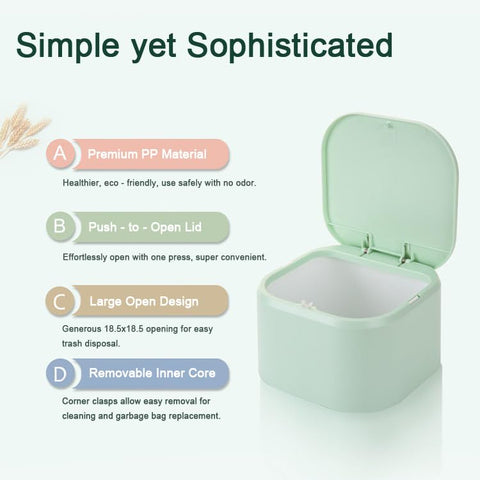 Desktop press type pop-up lid Scandinavian small rubbish bin small covered living room table mini office desk coffee table desktop rubbish bin (green)