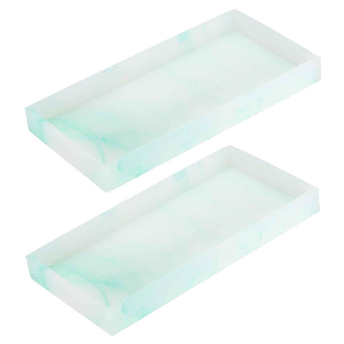 sourcing map 2Pcs Bathroom Vanity Tray, 7.9" x 3.9" Silicone Soap Dispenser Trays, Shatterproof Kitchen Sink Organizer for Soaps Keys Candle Trinket