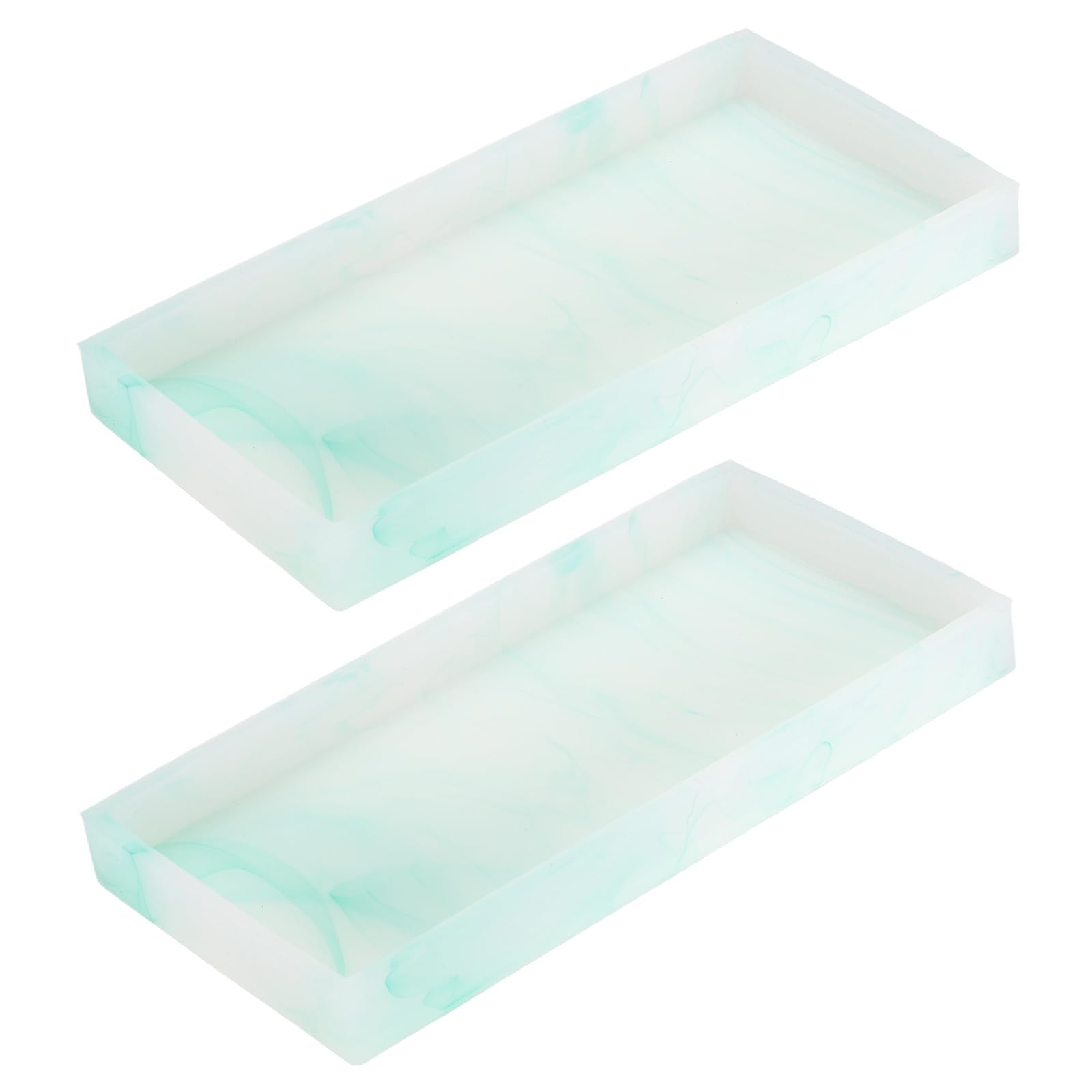 sourcing map 2Pcs Bathroom Vanity Tray, 7.9" x 3.9" Silicone Soap Dispenser Trays, Shatterproof Kitchen Sink Organizer for Soaps Keys Candle Trinket