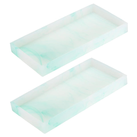 sourcing map 2Pcs Bathroom Vanity Tray, 7.9" x 3.9" Silicone Soap Dispenser Trays, Shatterproof Kitchen Sink Organizer for Soaps Keys Candle Trinket